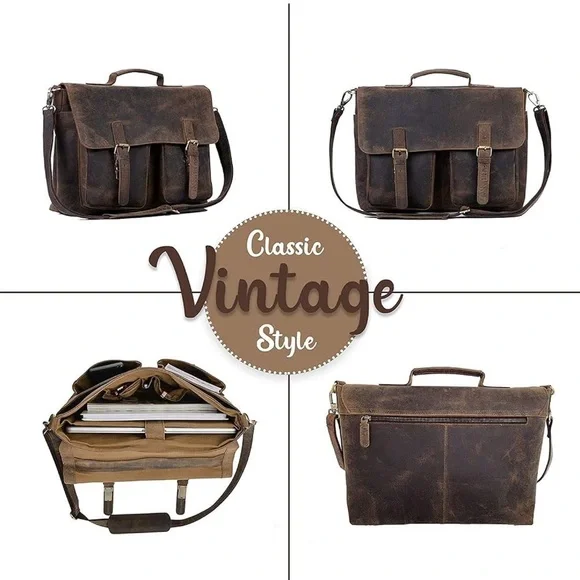 Brown Leather Messenger Bag - Picture 6 of 17